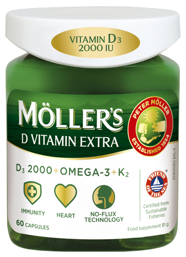 MOLLERS D3 Vitamin Extra 2000 IU capsules, 60 pcs.