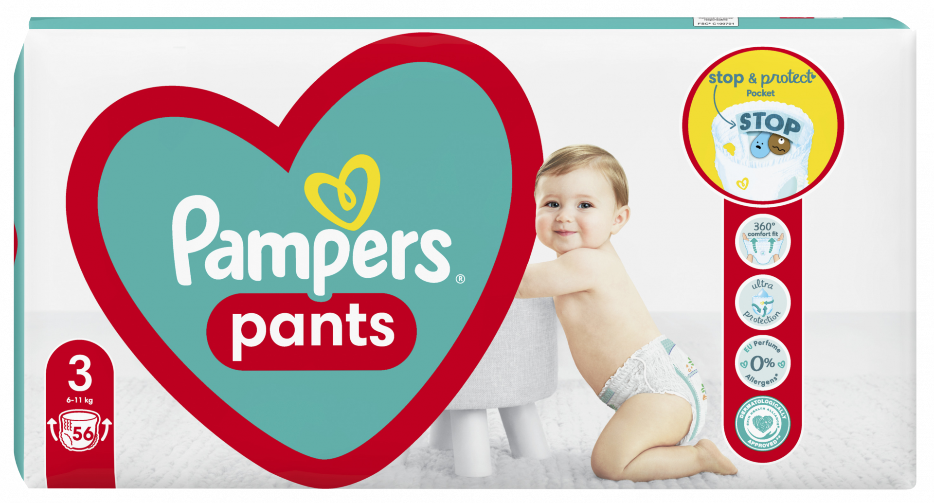 Pampers - Harmonie Nappy Pants, size 6 (15 + kg), 56 pcs
